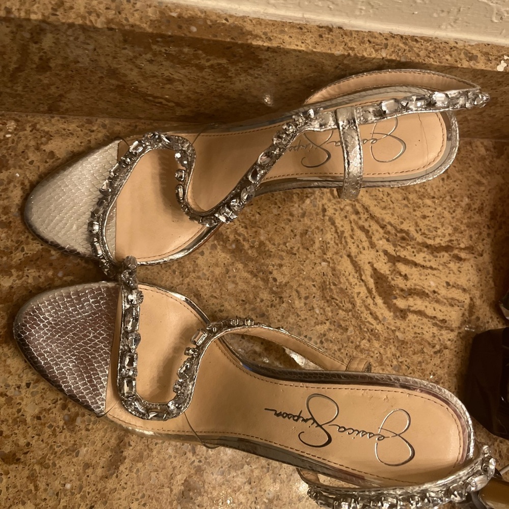 Jessica Simpson, the Jaycin Rhinestone Asymmetrical Metallic Dress Sandals